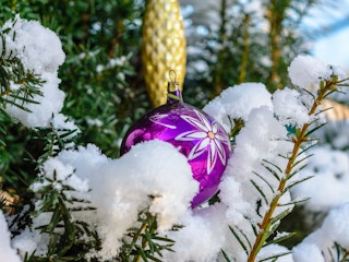 A Ukranian christmas ornament on a tree