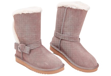 Women's Suede Bow Short Boots