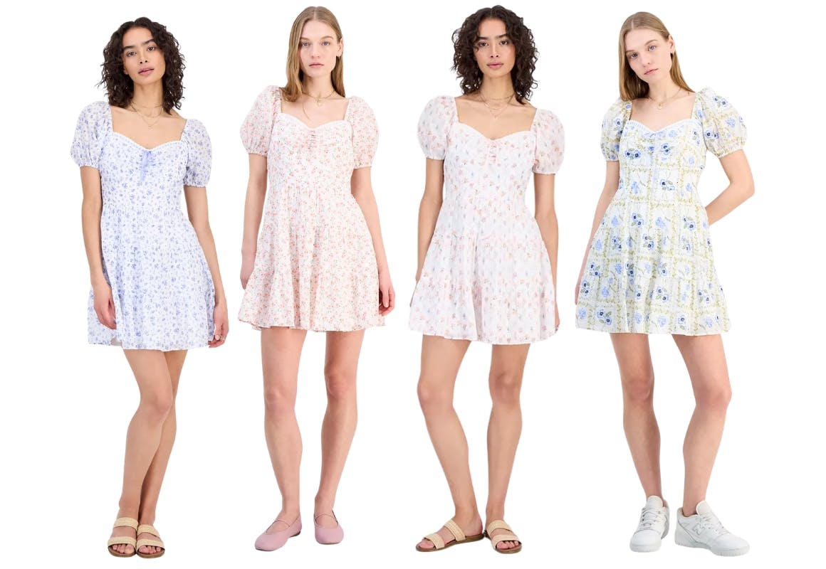 Juniors' Puff-Sleeve Dress