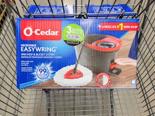 o cedar spin mop in a cart