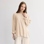 Juniors' Relaxed Waffle Crew Pullover
