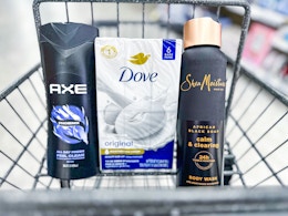 dove, axe and sheamoisture products in a shopping cart