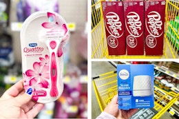 dollar general schick, dr pepper, febreze 3-photo collage