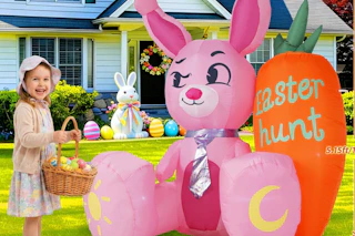 easter inflatable in front of house
