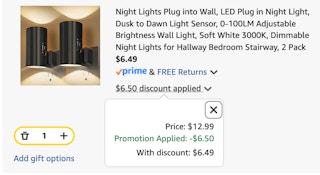 night light Amazon receipt