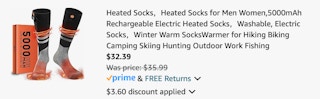 an amazon cart with heated socks