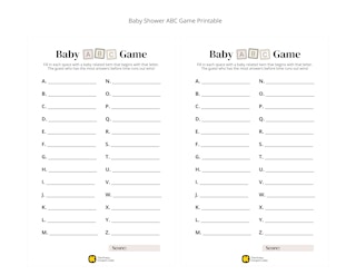 Baby Shower ABC Game printable