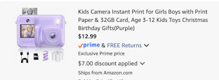 instant camera Amazon receipt