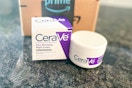 cerave night renewing-cream in front of an amazon prime box
