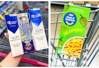 crest toothpaste and kraft mac and cheese collage