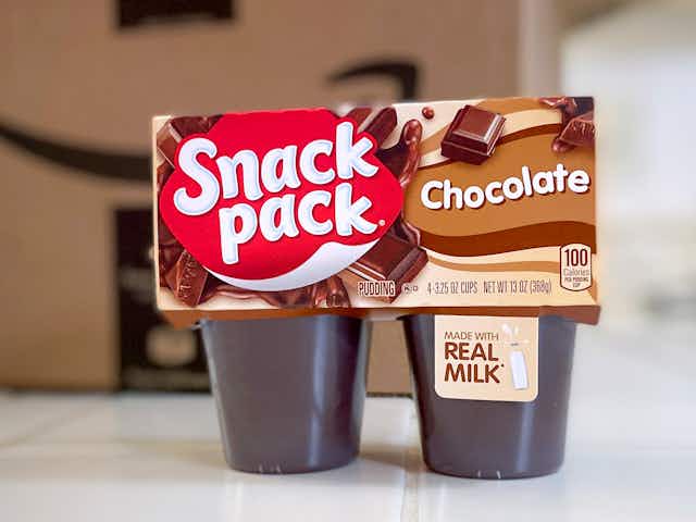 Snack Pack Pudding Cups 4-Packs, Only $1 on Amazon card image