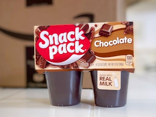 chocolate snack pack four-pack with amazon box