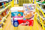 dollar general groceries in yellow shopping cart