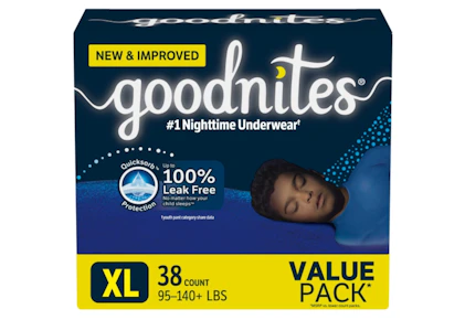 2 Goodnites Underwear Packs