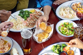 people sitting at a table at red lobster 