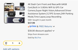 4K Dash Cam Front and Rear Discount