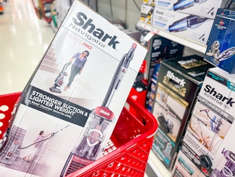 shark navigator swivel pro sitting in a target cart