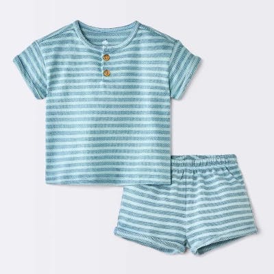 Cloud Island Baby Striped Henley Set