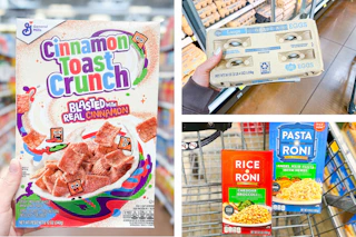 cereal eggs pasta collage