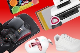 Mickey car set, LED face mask, Skechers shoes, heat press and playdoh
