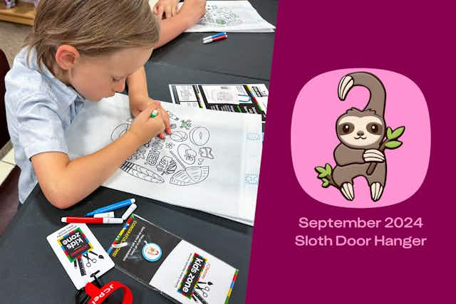 JCPenney Kids Zone Event on Saturday, Sept. 14: FREE Sloth Door Hanger card image