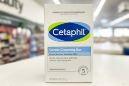 cetaphil cleansing bar on a shelf
