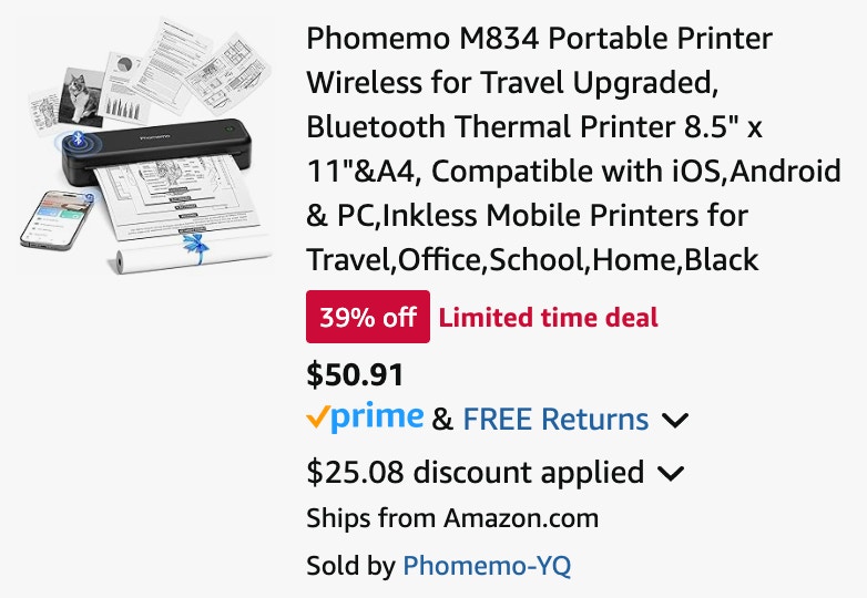 phomemo thermal printer screenshot