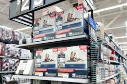 The Intex Queen air mattress on a shelf at Walmart