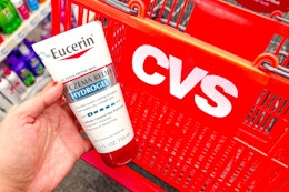 someone holding a eucerin hydrogel bottle at cvs