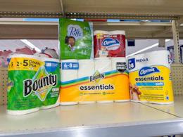 bounty charmin puffs items on walgreens shelf