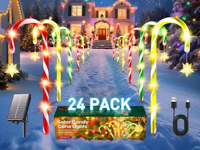 Solar Candy Cane Light Set