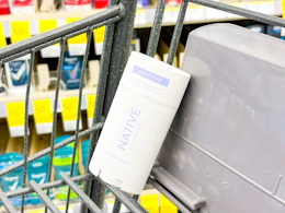 native sensitive deodorant stick in a walgreens cart