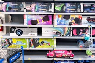 cart in front of hoverboards
