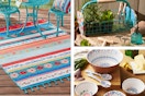 Pioneer Woman outdoor rug, gardening set, and salad bowl set