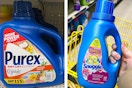 dollar general purex detergent and snuggle fabric softener 2-photo collage