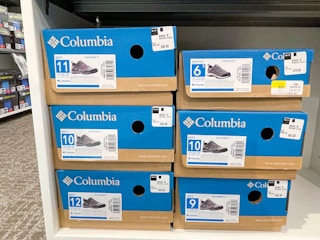 columbia shoes on shelves