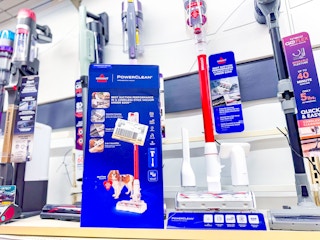 Bissell Cordless Stick Vacuum sitting on a target shelf