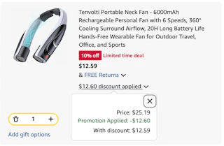 neck fan Amazon receipt