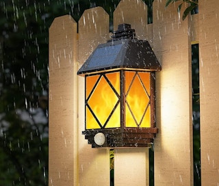 Solar outdoor lights in the rain.