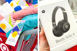 Target Circle Week Sun Squad towels and Beats Solo 4