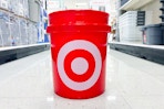 target storage bucket sitting in a target aisle