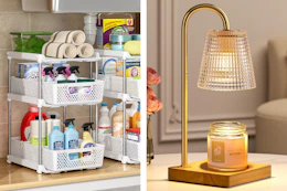 under sink storage and candle warmer