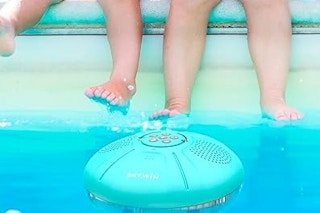a speaker in a pool