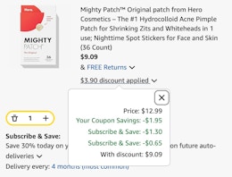 Mighty Patch Hydrocolloid Acne Pimple Patch on a blue background.