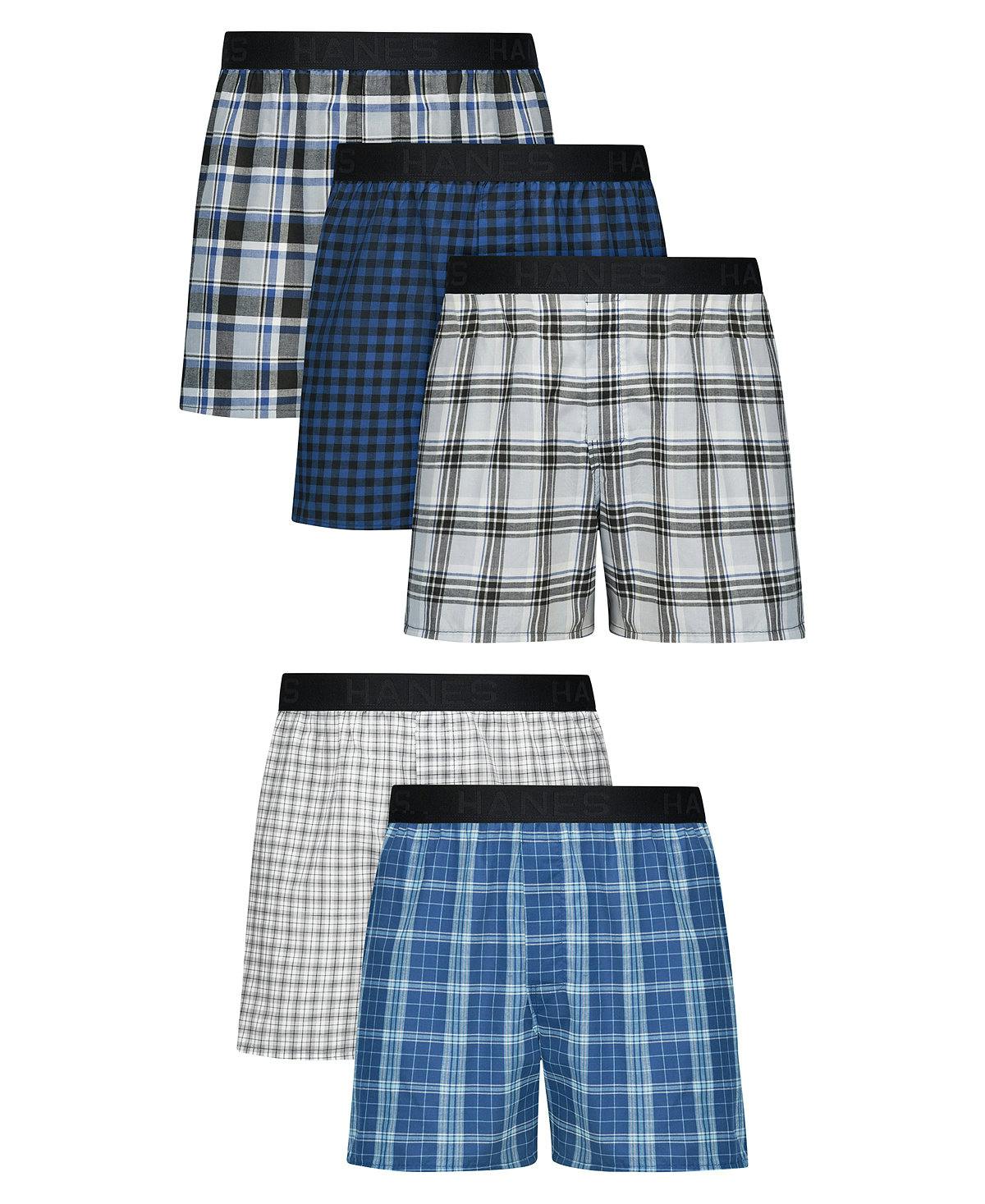 Hanes Men's Woven Boxers 5-Pack