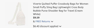 crossbody bag Amazon receipt 