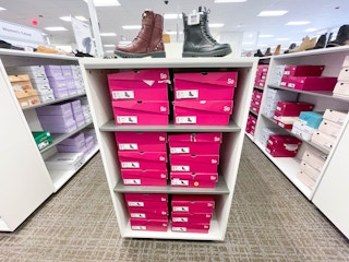 boots and shoe boxes in store