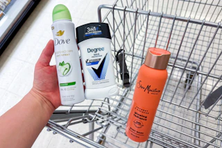 dove, degree, and sheamoisture products in a shopping cart