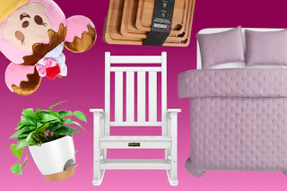 Furniture, planter, toy, cutting boards and bedding