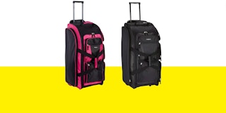 a rolling duffel bag in different colors